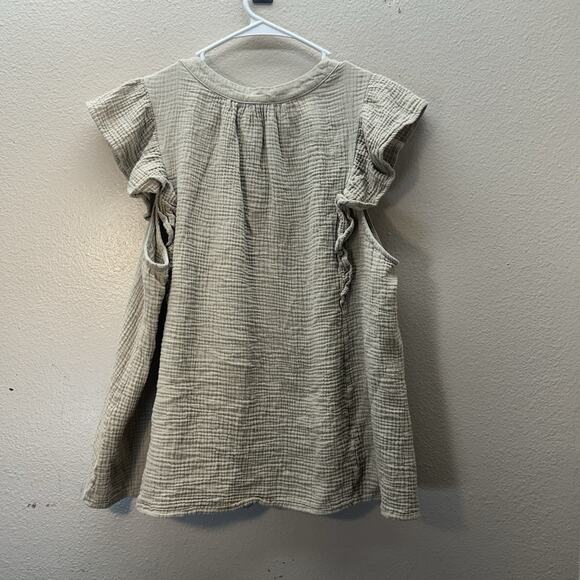 Andree by Unit Gauze 100% Cotton Cottagecore Top 1X Flowy Boho Peasant Tan Taupe - Picture 5 of 6